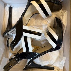 Michael Kors Black and White Strappy Heels